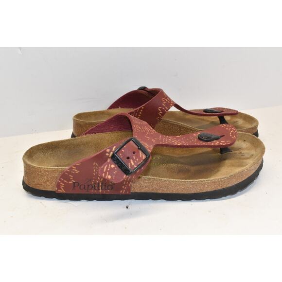 Birkenstock Shoes - Birkenstock Papillo Gizeh Red Floral Thong Sandals Women's EU 38